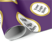 Zakelijke Logo Paarse White Gold Elegant Patroon Cadeaupapier (Rol Hoek)