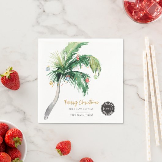 Zakelijke Logo palmboom, prettig kerstpapier Servet (Insitu)