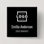 Zakelijke Logo Personeel Naam badge Black Vierkante Button 5,1 Cm (Voorkant)