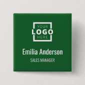 Zakelijke Logo Personeel Naam badge Groen Vierkante Button 5,1 Cm (Voorkant)