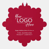 Zakelijke Logo Pine Trees Vrolijk Kerstfeest Ornament Kaart (Achterkant)