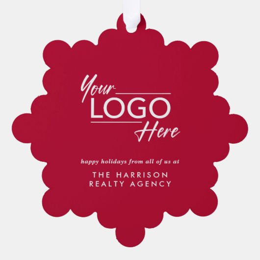 Zakelijke Logo Pine Trees Vrolijk Kerstfeest Ornament Kaart (Achterkant)