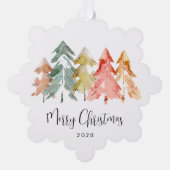 Zakelijke Logo Pine Trees Vrolijk Kerstfeest Ornament Kaart (Voorkant)