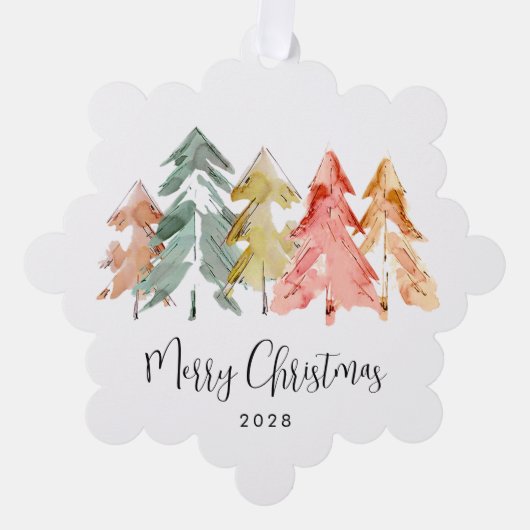 Zakelijke Logo Pine Trees Vrolijk Kerstfeest Ornament Kaart (Voorkant)