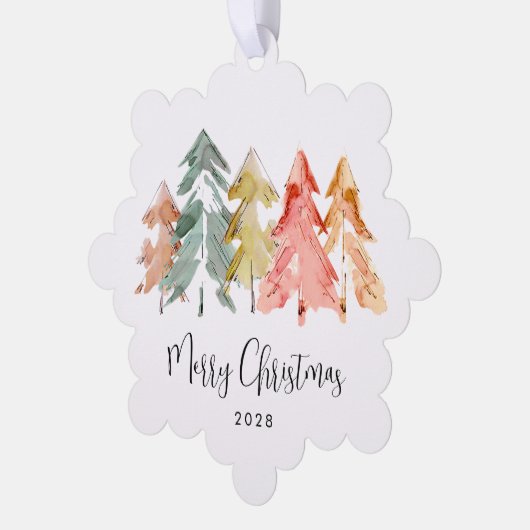 Zakelijke Logo Pine Trees Vrolijk Kerstfeest Ornament Kaart (Links)