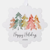 Zakelijke Logo Prettige feestdagen Pine Trees Ornament Kaart (Voorkant)