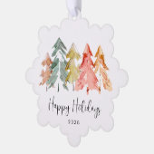 Zakelijke Logo Prettige feestdagen Pine Trees Ornament Kaart (Links)