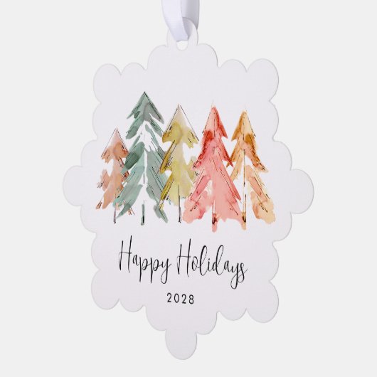 Zakelijke Logo Prettige feestdagen Pine Trees Ornament Kaart (Links)
