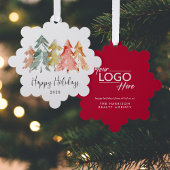 Zakelijke Logo Prettige feestdagen Pine Trees Ornament Kaart