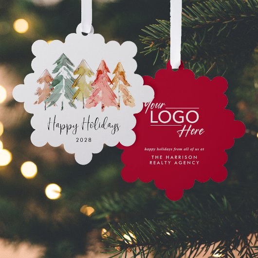 Zakelijke Logo Prettige feestdagen Pine Trees Ornament Kaart