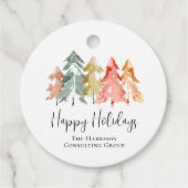 Zakelijke Logo Prettige feestdagen Waterverf Bedankjes Labels (Voorkant)