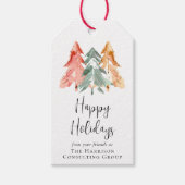 Zakelijke Logo Prettige feestdagen Waterverf Kerst Cadeaulabel (Voorkant)