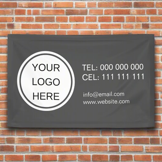 Zakelijke Logo Promotionele Contact Grijs & Wit Spandoek