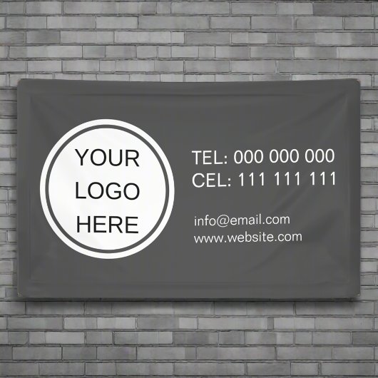 Zakelijke Logo Promotionele Contact Grijs & Wit Spandoek