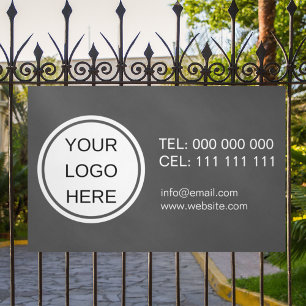 Zakelijke Logo Promotionele Contact Grijs & Wit Spandoek