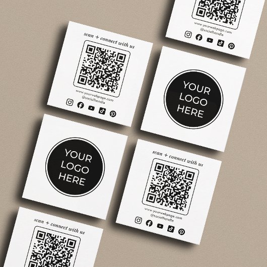Zakelijke Logo QR Code Aangepaste Sociale Iconen Vierkante Visitekaartje