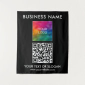 Zakelijke Logo QR Code Achtergrond Party Event Sem Wandkleed (Voorkant)