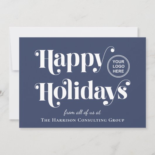 Zakelijke Logo QR Code Blue Christmas Corporate Feestdagenkaart (Voorkant)