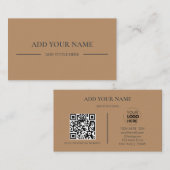 Zakelijke Logo QR-code | Bruin Modern Professionee Visitekaartje (Voorkant / Achterkant)