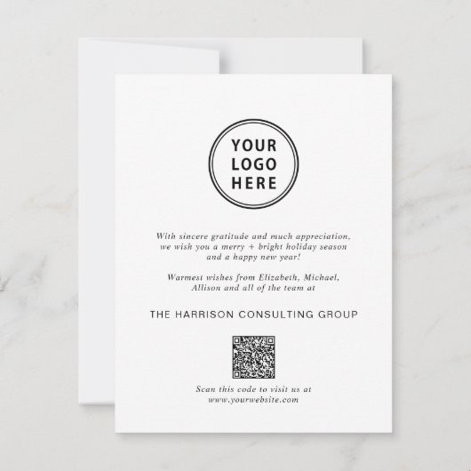 Zakelijke Logo QR-code Corporate Christmas Feestdagenkaart (Achterkant)