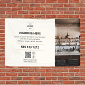 Zakelijke Logo QR Code Foto Beige Banner