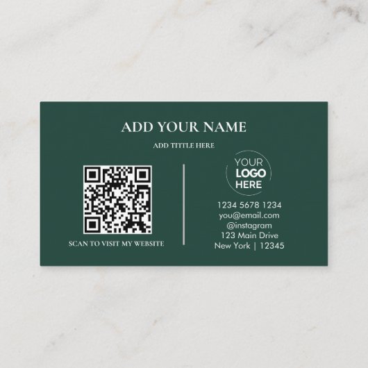 Zakelijke Logo QR-code | Groen Modern Professional Visitekaartje (Achterkant)