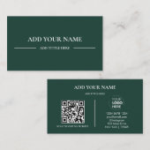 Zakelijke Logo QR-code | Groen Modern Professional Visitekaartje (Voorkant / Achterkant)