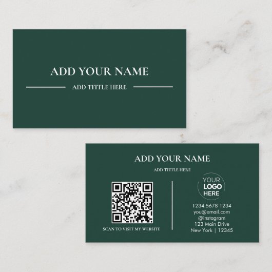 Zakelijke Logo QR-code | Groen Modern Professional Visitekaartje (Voorkant / Achterkant)