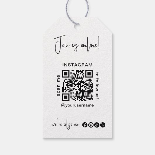 Zakelijke Logo QR Code Hang Labels Volg ons! Cadeaulabel (Achterkant)