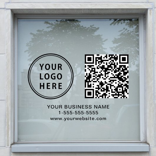 Zakelijke Logo QR Code Horizontaal Raamsticker