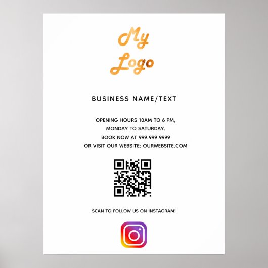Zakelijke logo qr-code instagram wit poster (Voorkant)