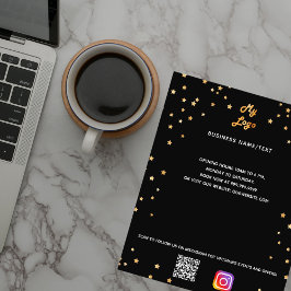 Zakelijke logo qr code instagram zwart gouden ster flyer