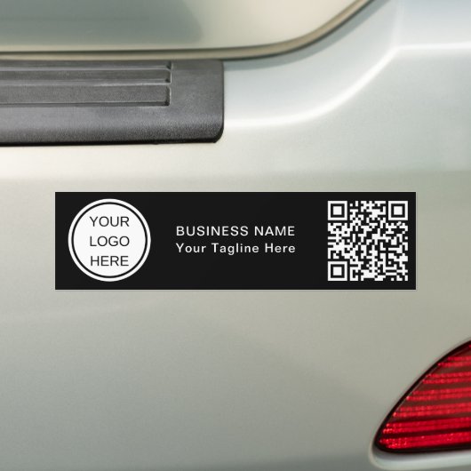 Zakelijke Logo & QR-code L Zwart-wit branding Bumpersticker (Op auto)