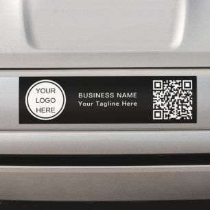 Zakelijke Logo & QR-code L Zwart-wit branding Bumpersticker