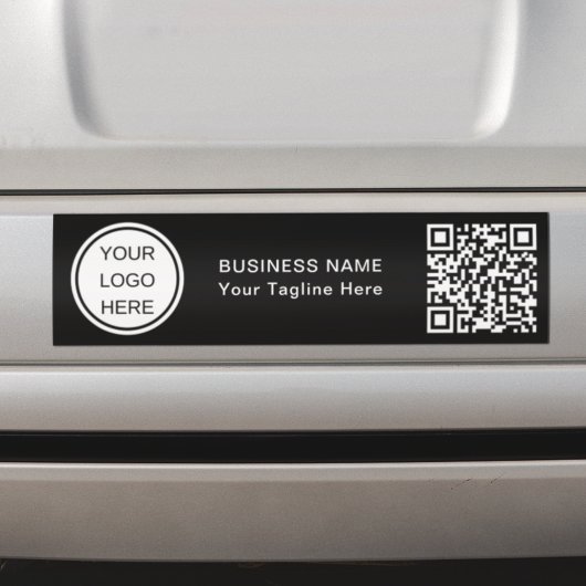 Zakelijke Logo & QR-code L Zwart-wit branding Bumpersticker