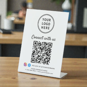 Zakelijke Logo QR-code Maak verbinding met ons taf Reclamebord Met Voetstuk
