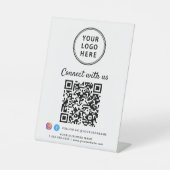 Zakelijke Logo QR-code Maak verbinding met ons taf Reclamebord Met Voetstuk (Voorkant)