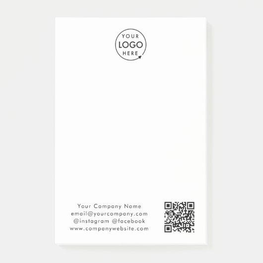 Zakelijke Logo | QR-code min. eenvoudig wit Post-it® Notes (Voorkant)