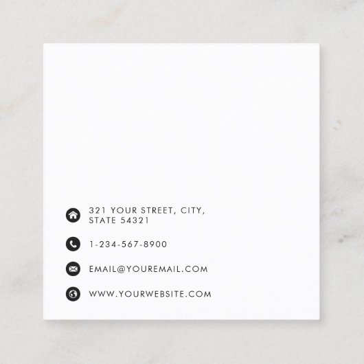 Zakelijke Logo QR Code Modern Eenvoudig Wit Vierkante Visitekaartje (Achterkant)