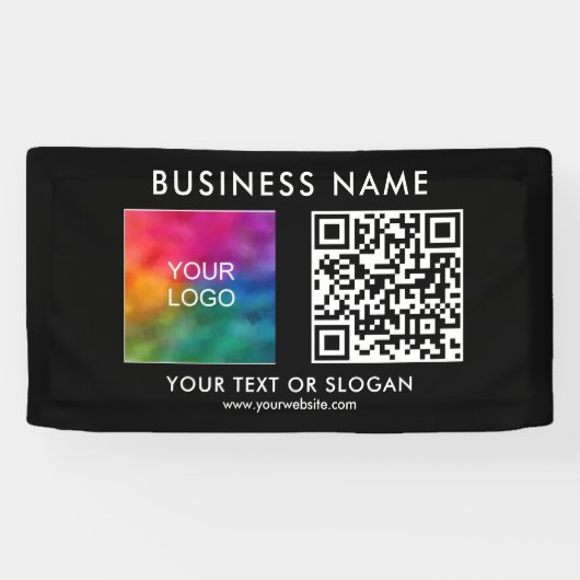  Zakelijke Logo QR Code Modern Openlucht Spandoek (Horizontaal)