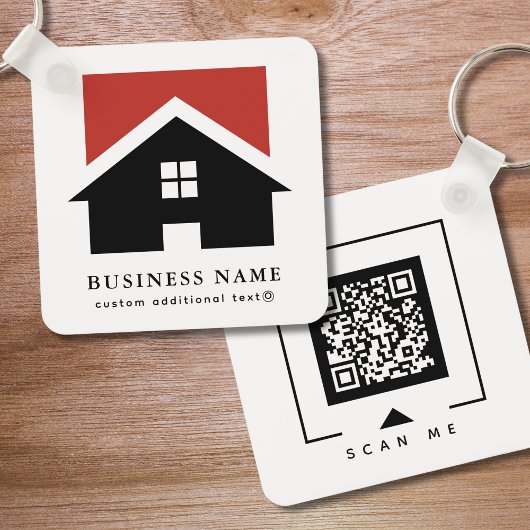 Zakelijke Logo & QR-code op wit bedrijf Sleutelhanger