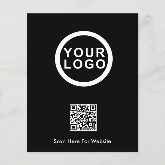Zakelijke Logo QR Code Promotie Flyer | Zwart (Voorkant)