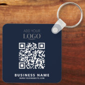 Zakelijke Logo QR Code Promotie Navy Blue Sleutelhanger (Achterkant)