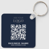 Zakelijke Logo QR Code Promotie Navy Blue Sleutelhanger (Achterkant)
