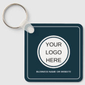 Zakelijke Logo QR Code Promotie Swag Navy Blauw Sleutelhanger (Voorkant)