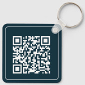 Zakelijke Logo QR Code Promotie Swag Navy Blauw Sleutelhanger (Achterkant)