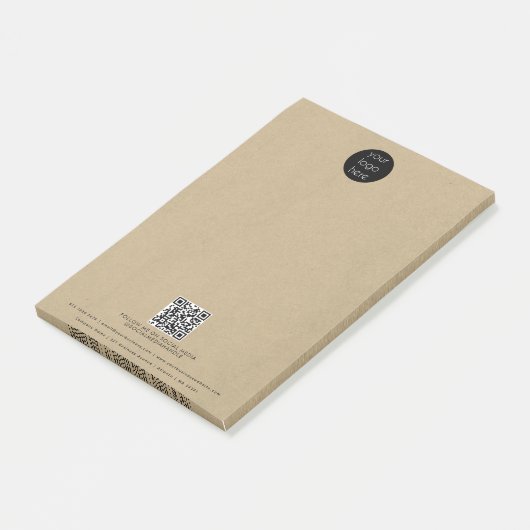 Zakelijke Logo QR Code Promotionele Rustieke Kraft Post-it® Notes (Schuin)