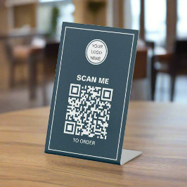 Zakelijke Logo QR Code Restaurant Café Bestellen Reclamebord Met Voetstuk