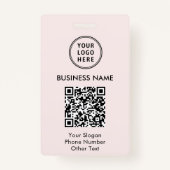 Zakelijke Logo QR-code Roze Badge (Voorkant)