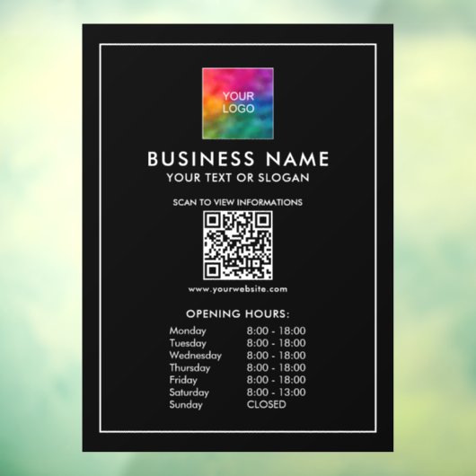 Zakelijke Logo QR Code Sjabloon Openingstijden Raamsticker (Vel 3)